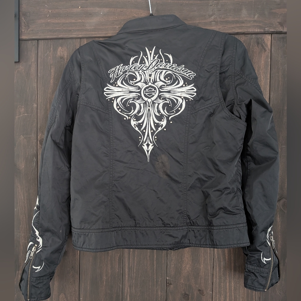 Harley-Davidson Women’s Black Moto Cross Jacket Studded Size L - Picture 2 of 12